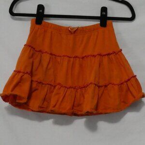 TANGERINE | size 12 | Vibrant Orange Ruffle Cotton Skirt - Skorts